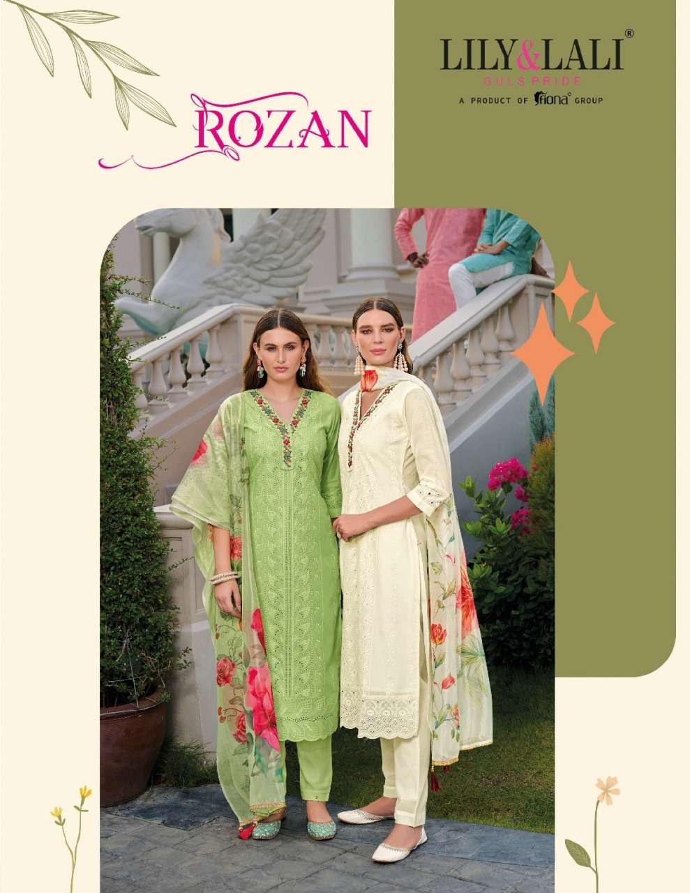 ROZAN BY LILY AND LALI 17201 TO 17206 SERIES HANDWORK CHANDERI PRINTED DRESSES