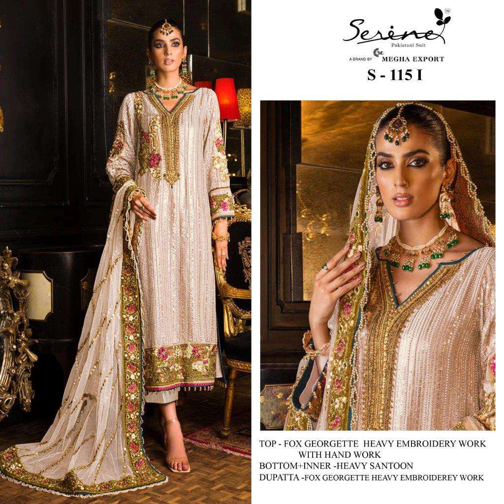 S-115 COLOURS BY SERENE 115-I TO 115-L SERIES FAUX GEORGETTE EMBRODERY PAKISTANI DRESS