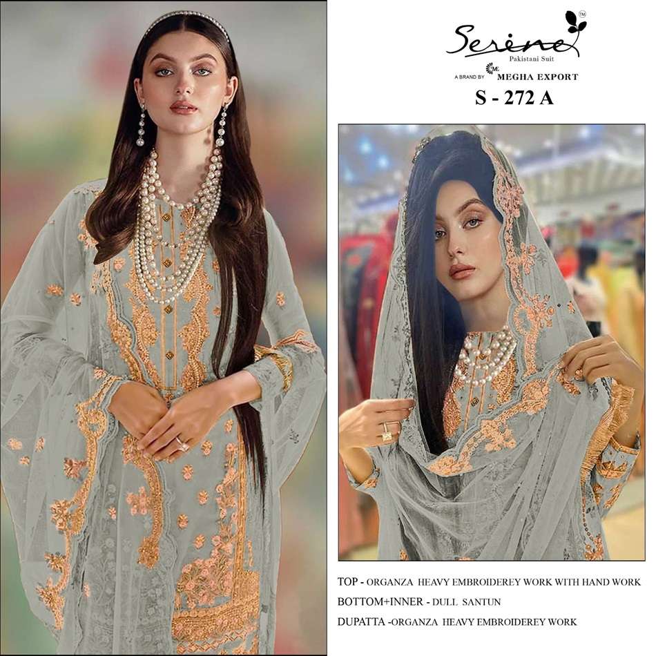 S-272 COLOURS BY SERENE DESIGNER ORGANZA EMBROIDERY PAKISTANI DRESSES