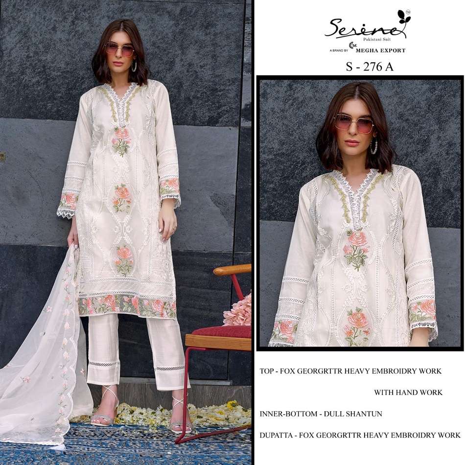 S-276 COLOURS BY SERENE DESIGNER FOX GEORGETTE EMBROIDERY PAKISTANI DRESSES