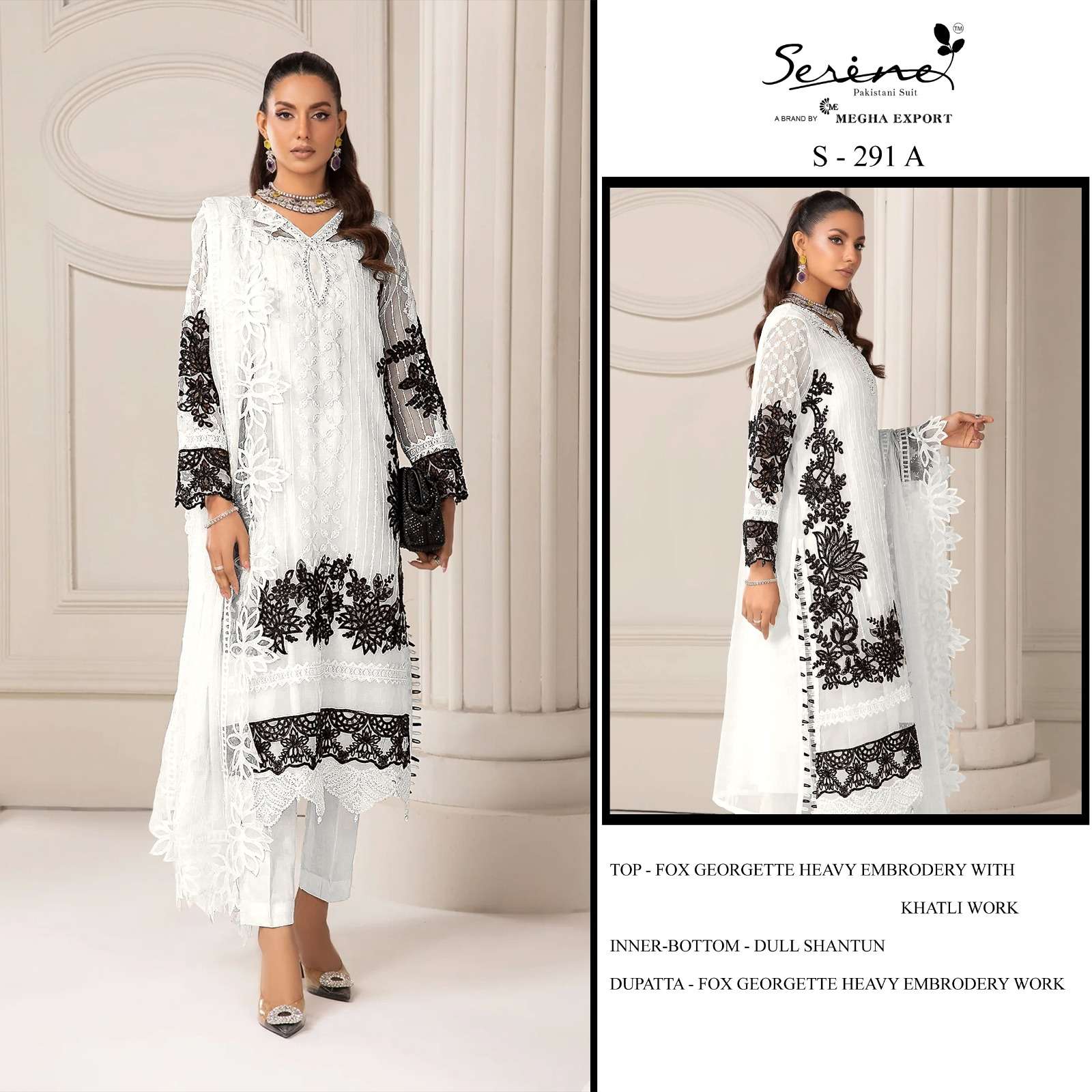 S-291 COLOURS BY SERENE DESIGNER FAUX GEORGETTE EMBROIDERY PAKISTANI DRESSES