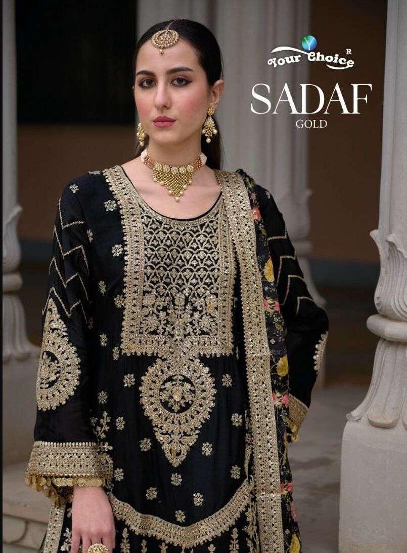 SADAF GOLD BY YOUR CHOICE 6001 TO 6005 SERIES HEAVY CHINON PREMIUM DRESSES