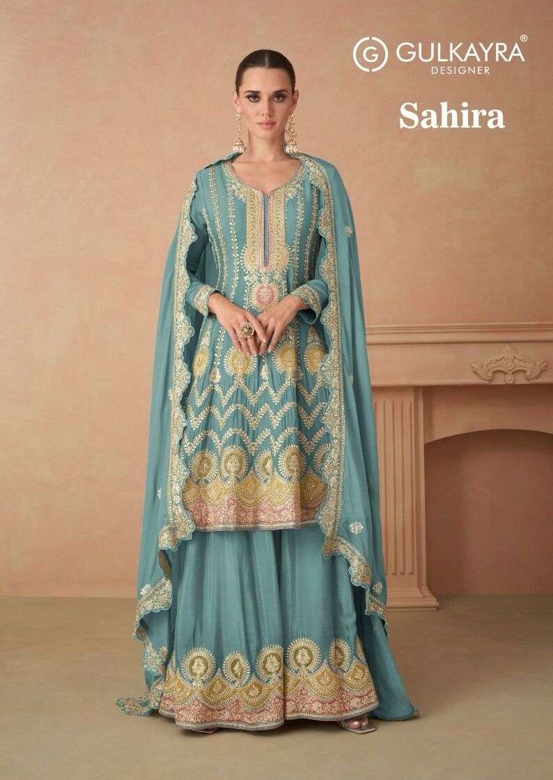 SAHIRA BY GULKAYRA 7438-A TO 7438-D DESIGNER REAL CHINON WORK DRESSES