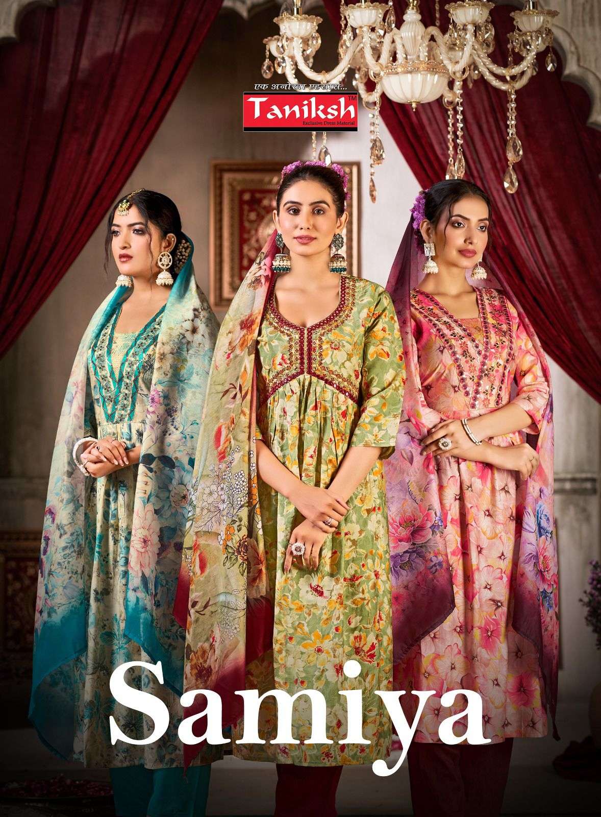 SAMIYA BY TANIKSH 1001 TO 1008 SERIES DESIGNER MUSLIN SILK STITCHED DRESSES