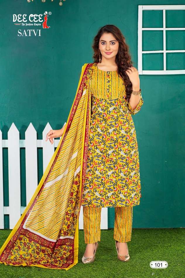 SATVI BY DEE CEE 1001 TO 1006 SERIES DESIGNER COTTON PRINT DRESSES