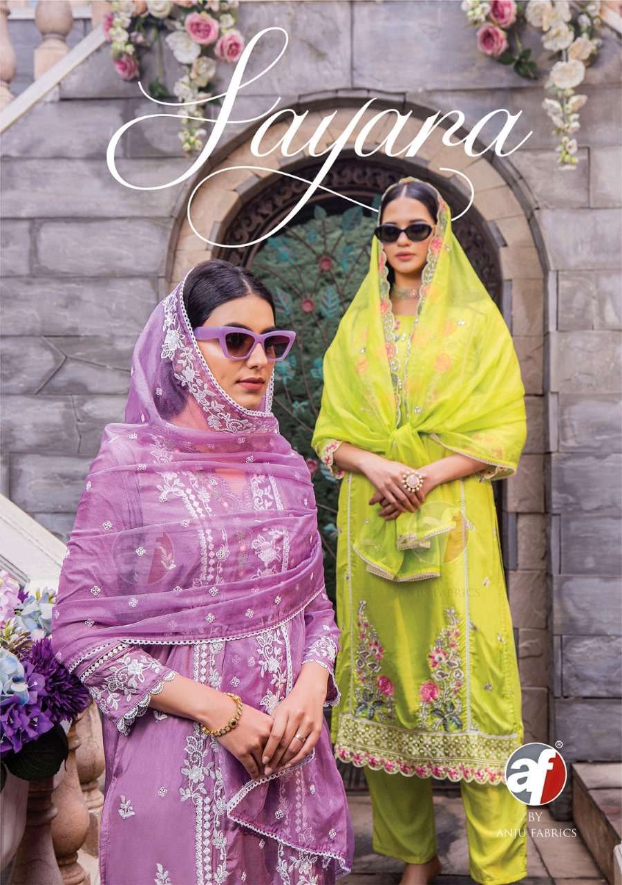 SAYARA BY ANJU FABRICS 3581 TO 3585 SERIES PURE MUSLIN SILK DRESSES