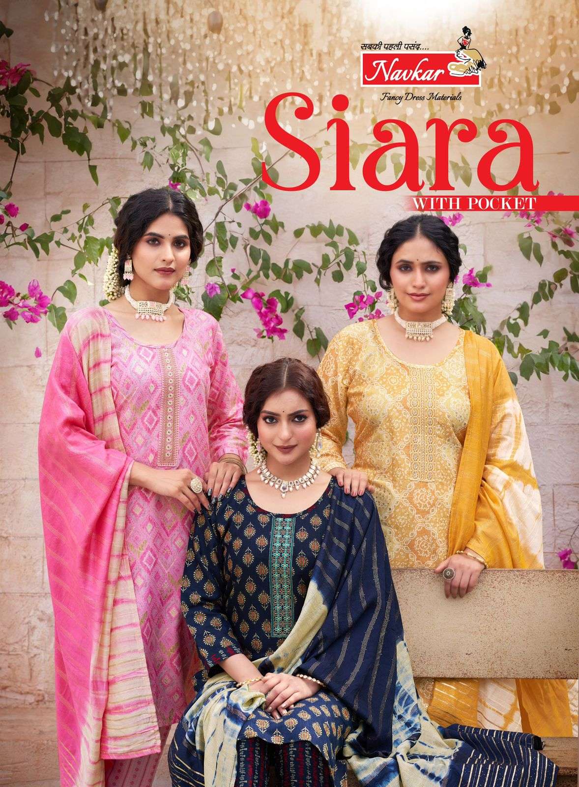 SIARA VOL-01 BY NAVKAR 1001 TO 1008 SERIES RAYON EMBROIDERY STITCHED DRESSES