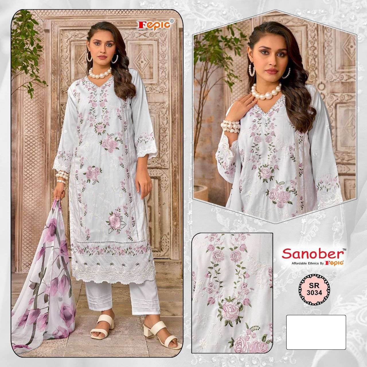 SR-3034 COLOURS BY FEPIC DESIGNER RAYON EMBROIDERED PAKISTANI DRESSES