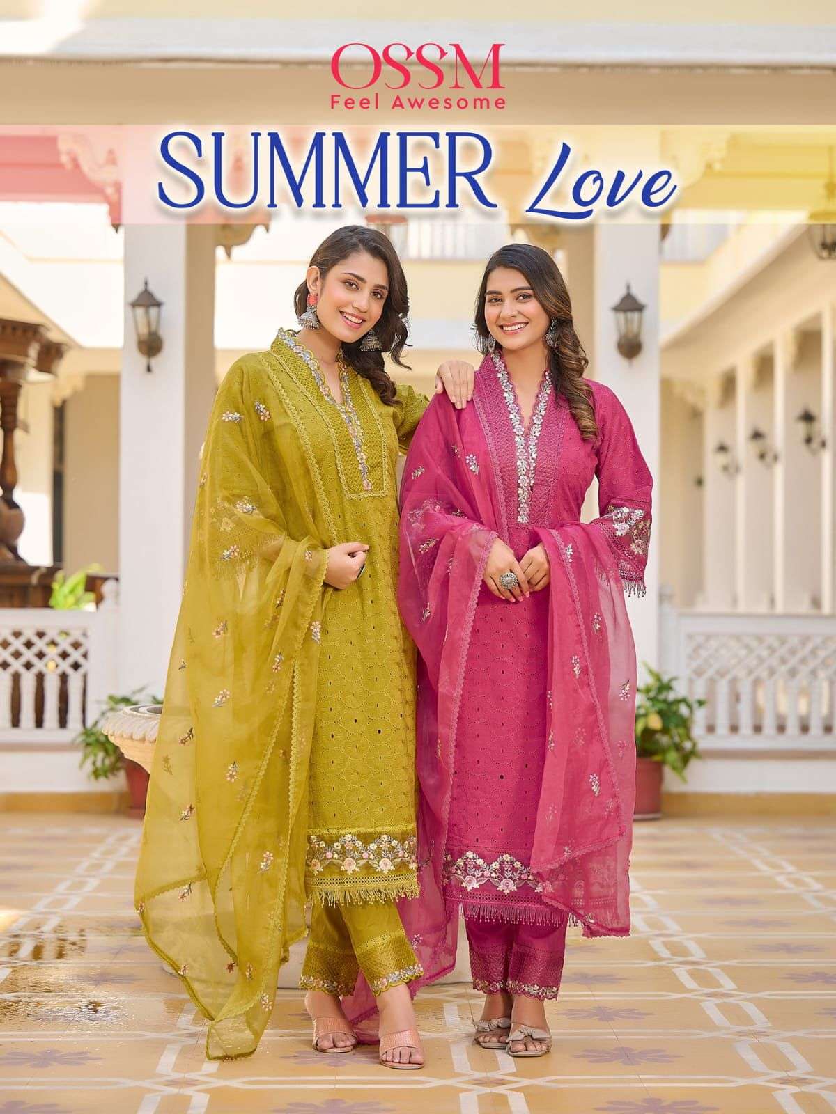 SUMMER LOVE BY OSSM 101 TO 106 SERIES COTTON PRINT EMBROIDERED STITCHED DRESSES