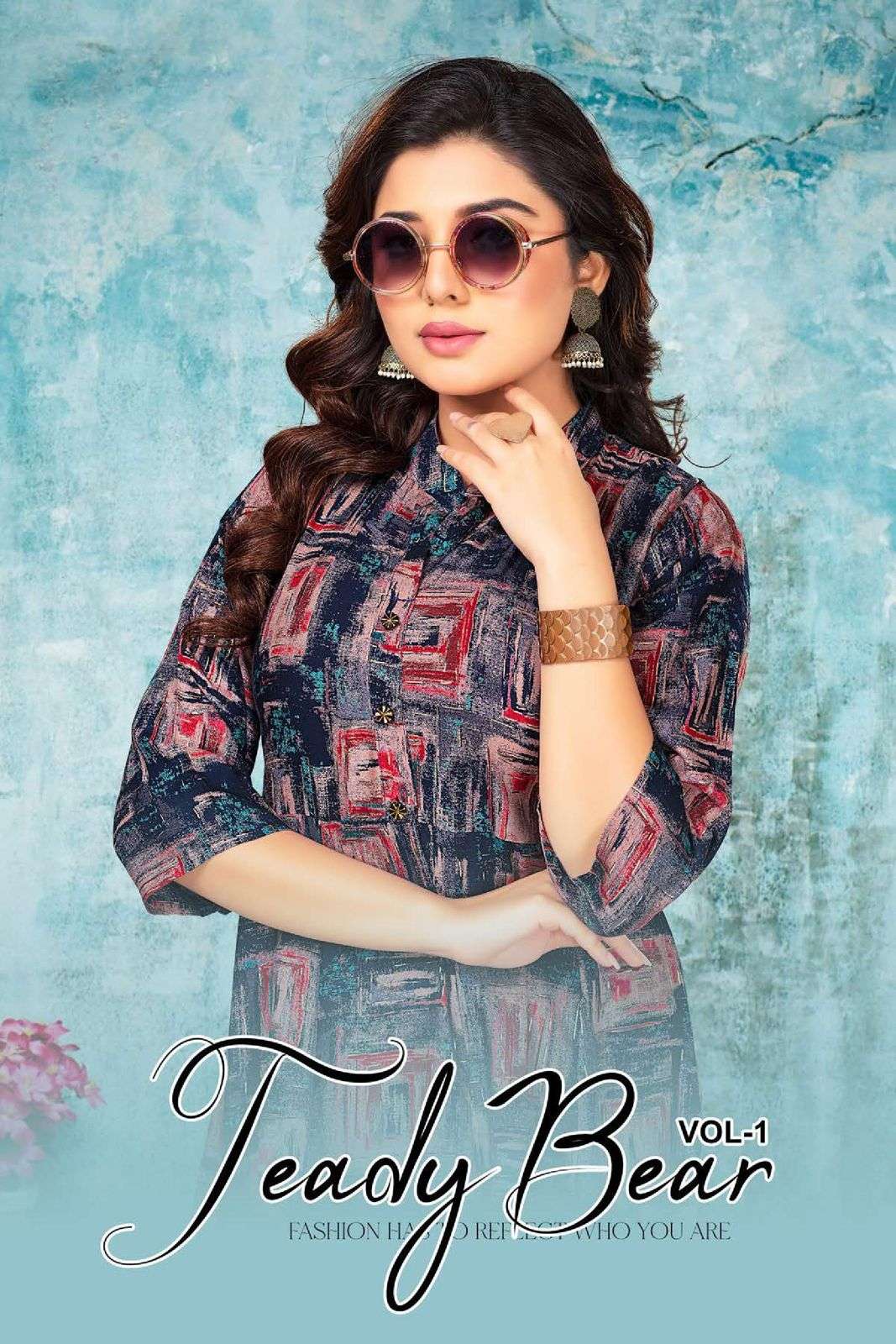 TEADY BEAR BY ASLIWHOLESALE DESIGNER FACNY 14 KG RAYON PRINT KURTIS