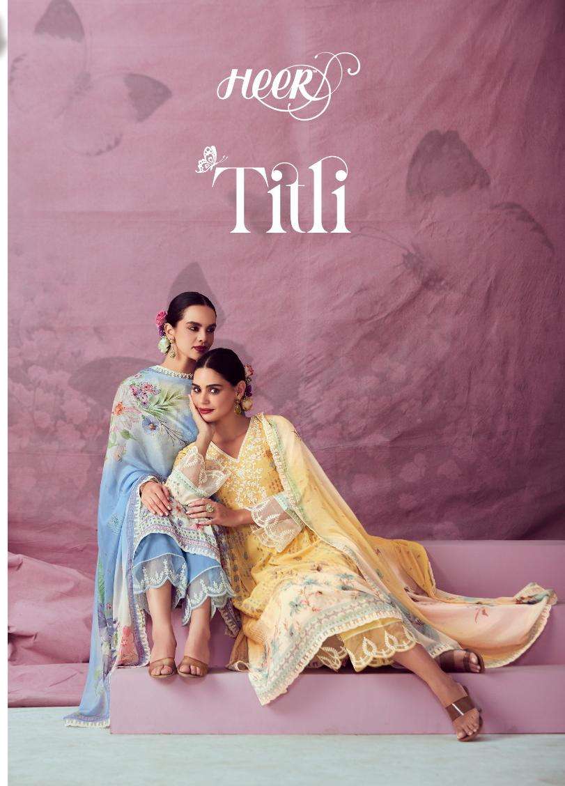 TITLI BY HEER 9261 TO 9266 SERIES PURE MUSLIN WORK DIGITAL PRINTED DRESSES