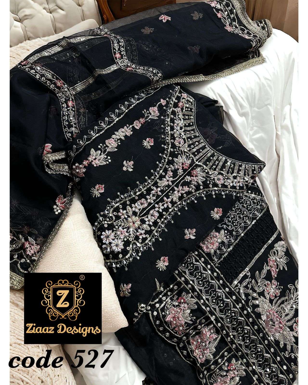 ZIAAZ 527 SERIES BY ZIAAZ DESIGNS HEAVY ORGANZA EMBROIDERED DRESSES