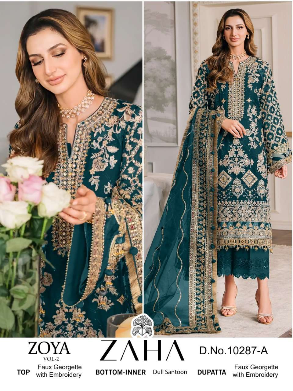 ZOYA VOL-02 BY ZAHA DESIGNER 10287 SERIES FAUX GEORGETTE WORK PAKISTANI DRESSES