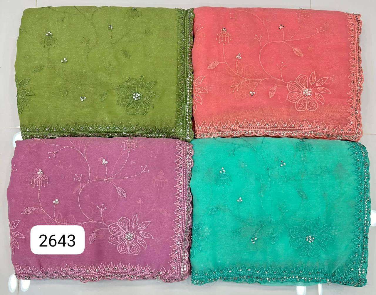 2643-44 COLOURS BY ASLIWHOLESALE DESIGNER SOFT SIMAR FANCY SAREES