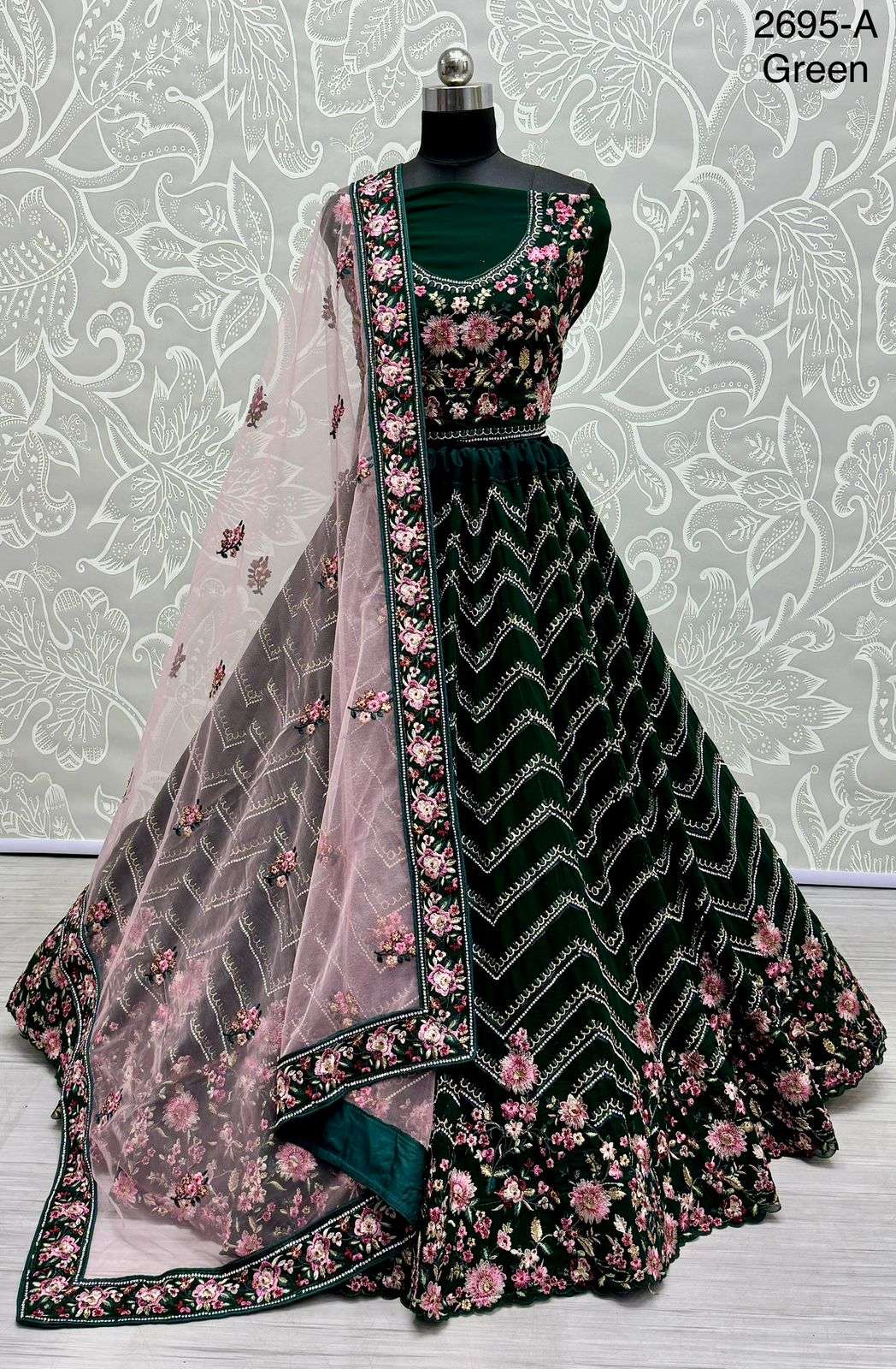 A-2695 COLOUR BY ASLIWHOLESALE DESIGNER GEORGETTE EMBROIDERY LEHENGA