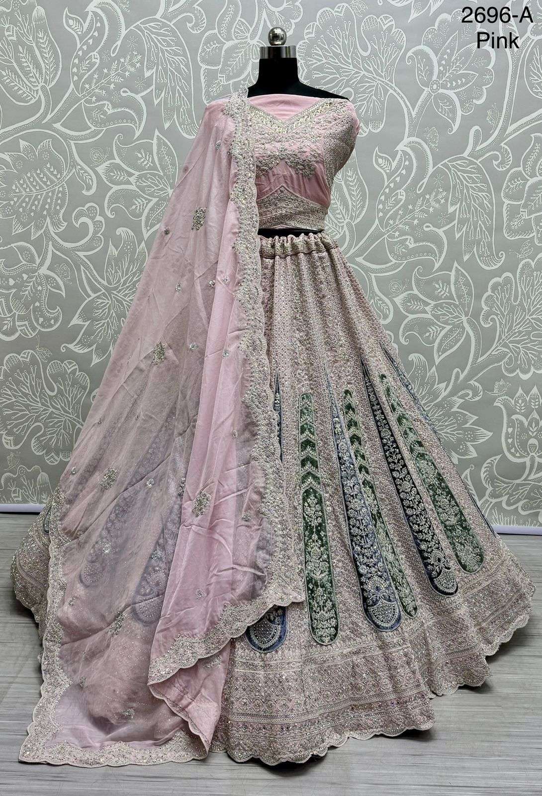 A-2696 COLOUR BY ASLIWHOLESALE DESIGNER GEORGETTE EMBROIDERY LEHENGAS