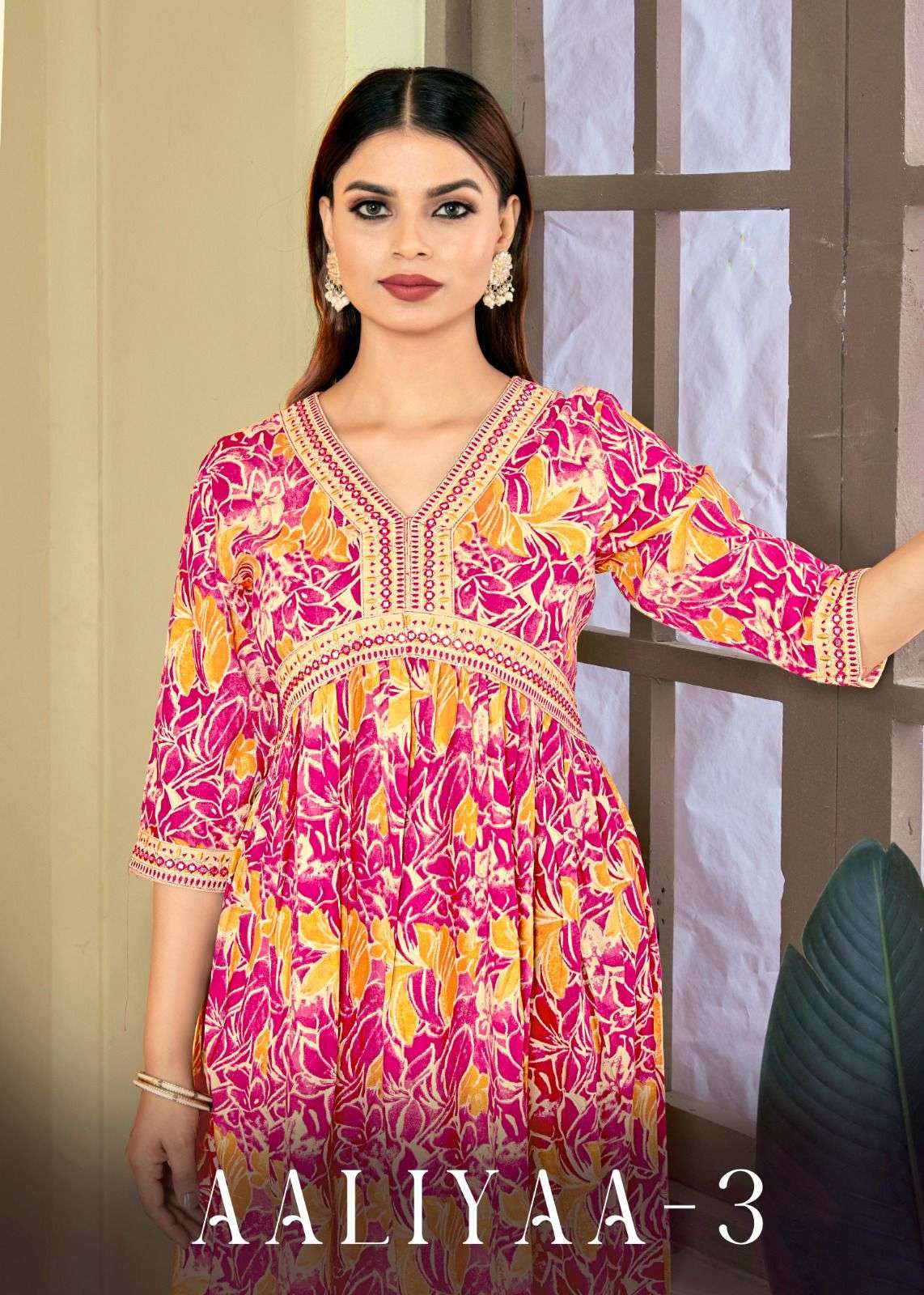 AALIYAA VOL-03 BY ASLIWHOLESALE DESIGNER RAYON EMBROIDERY SEQUENCE WORK KURTIS