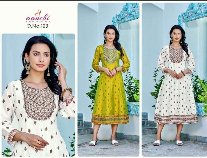 AANCHI-123 BY AANCHI A TO D SERIES FANCY MODAL SILK PRINT KURTIS