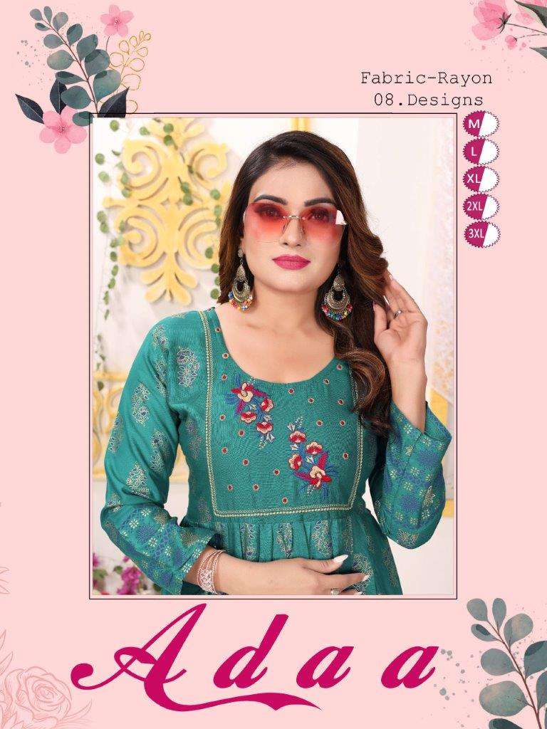 ADAA BY ASLIWHOLESALE DESIGNER FACNY PURE RAYON PRINTED KURTIS