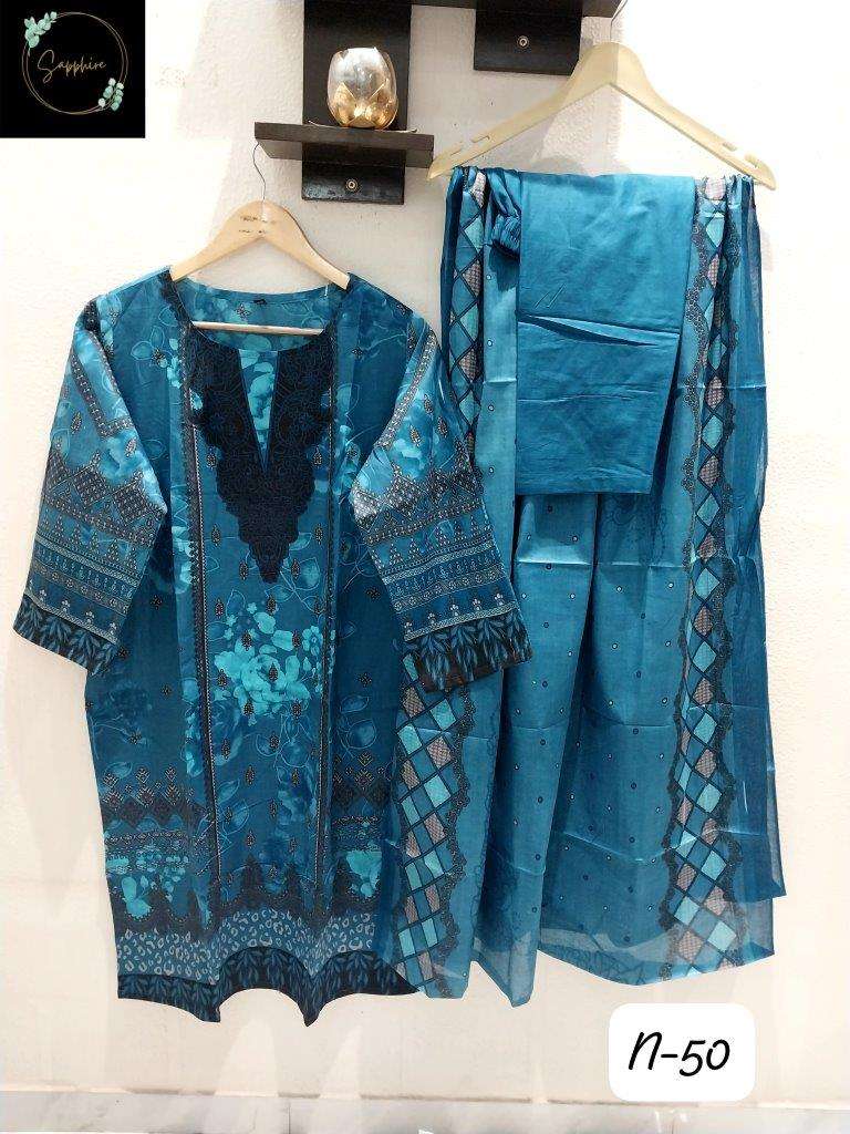 AGHA NOORAIN-50 BY SAPPHIRE DESIGNER PURE LAWN COTTON PAKISTANI DRESSES