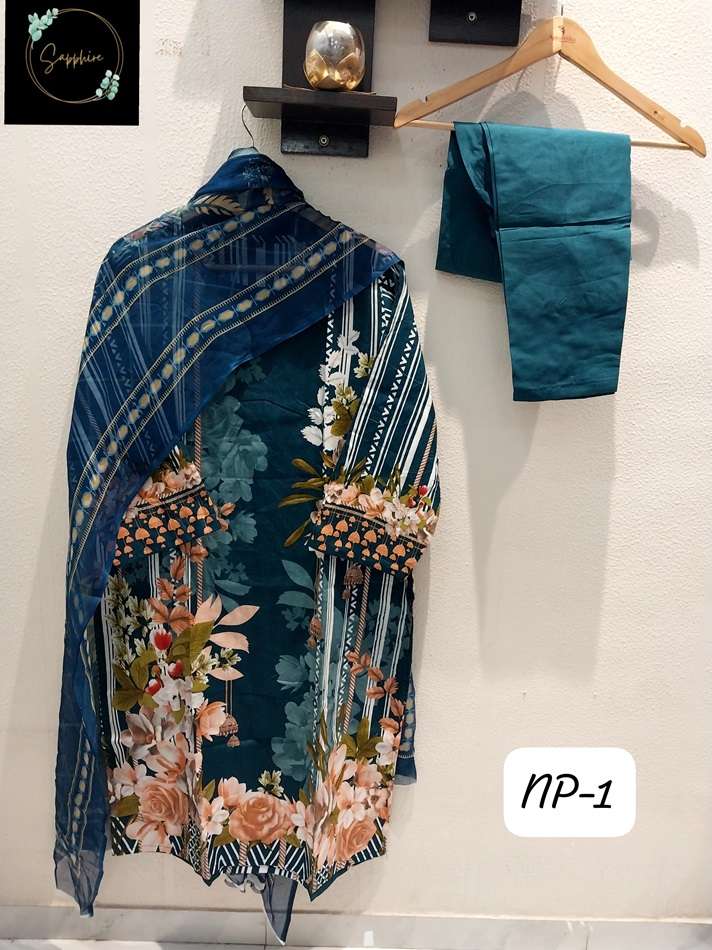 AGHA NOORAIN PRO-1 BY SAPPHIRE DESIGNER PURE LAWN COTTON PAKISTANI DRESSES