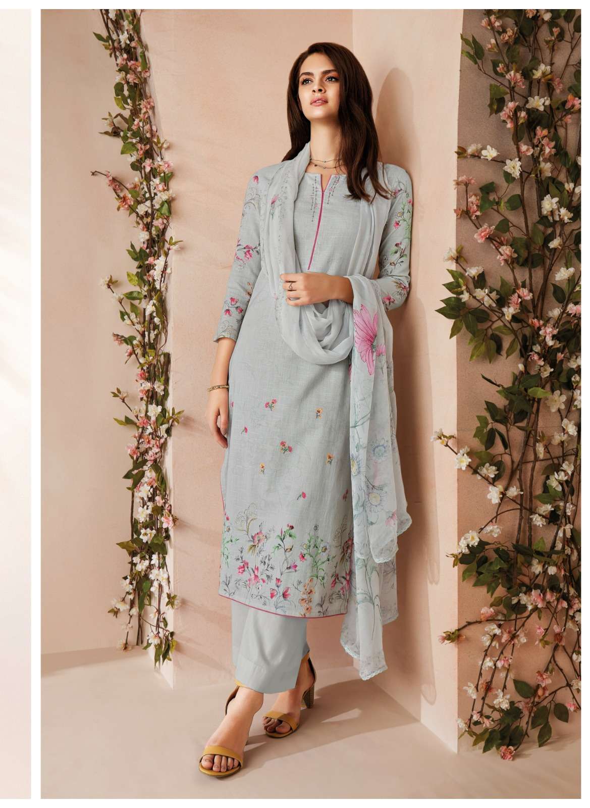 AIZA BY GANGA FASHIONS HEAVY PREMIUM LINEN JACQUARD DIGITAL PRINT DRESSES