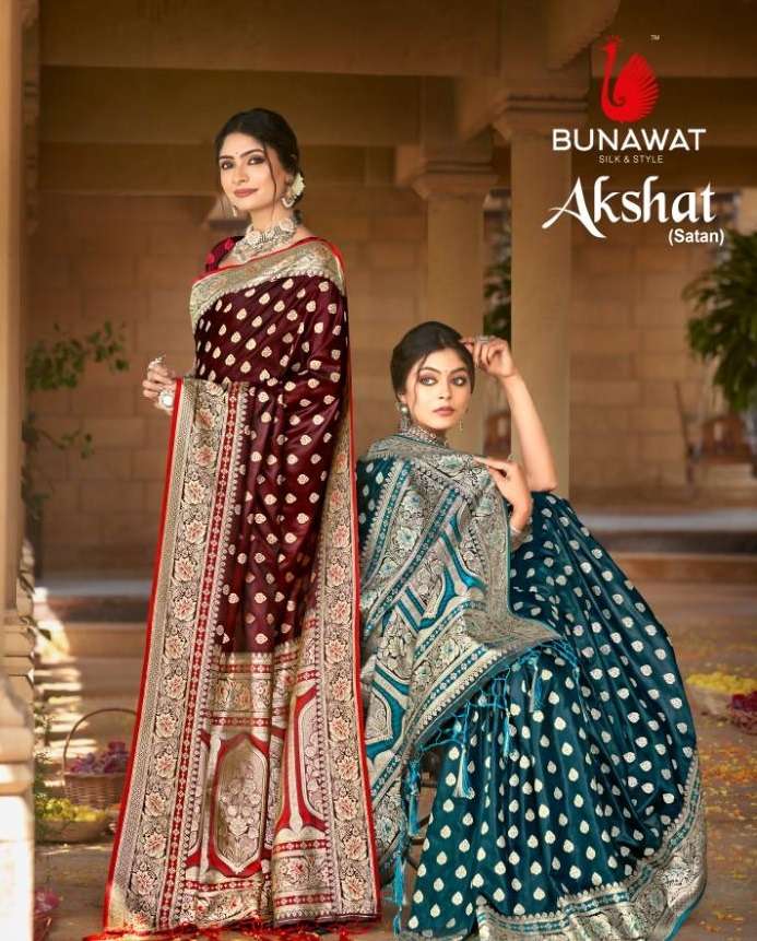 AKSHAT BY BUNAWAT 1001 TO 1006 SERIES SATIN SILK PRINT SAREES