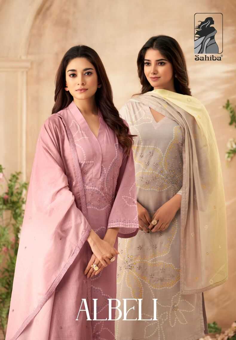 ALBELI BY SAHIBA DESIGNER PURE COTTON LAWN DIGITAL PRINT HANDWORK DRESSES