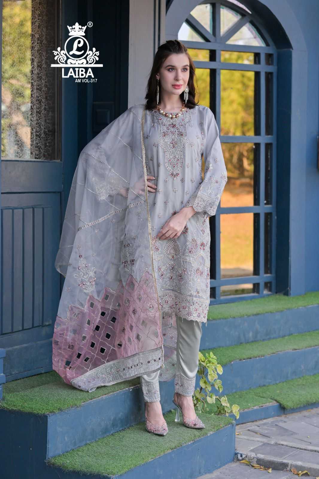 AM VOL-317 NX BY LAIBA DESIGNER HEAVY PURE ORGANZA STITCHED DRESSES