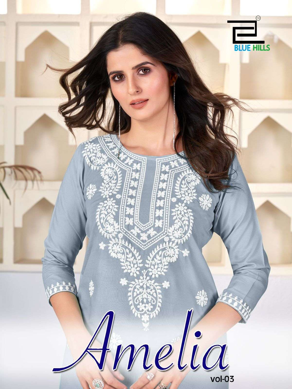 AMELIA VOL-03 BY BLUE HILLS 1001 TO 1006 SERIES HEAVY 14KG RAYON WORK KURTIS