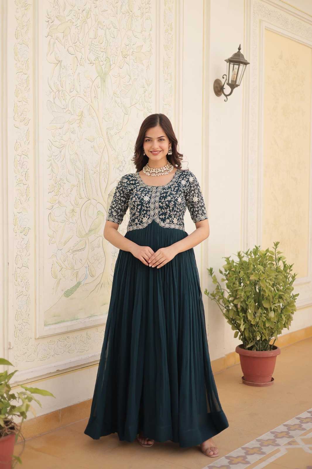 ANAMIKA VOL-42 BY ASLIWHOLESALE DESIGNER FACNY FAUX BLOOMING WORK GOWNS