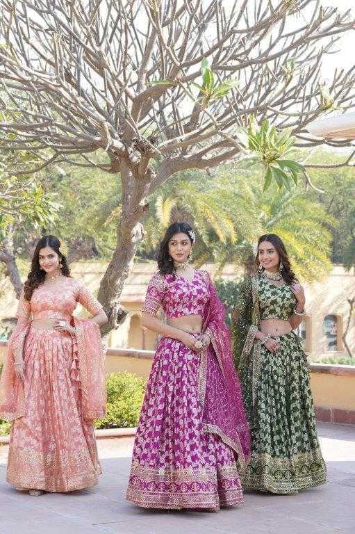 ANAMIKA VOL-46 BY ASLIWHOLESALE DESIGNER FACNY VISCOSE JACQUARD WORK LEHENGAS