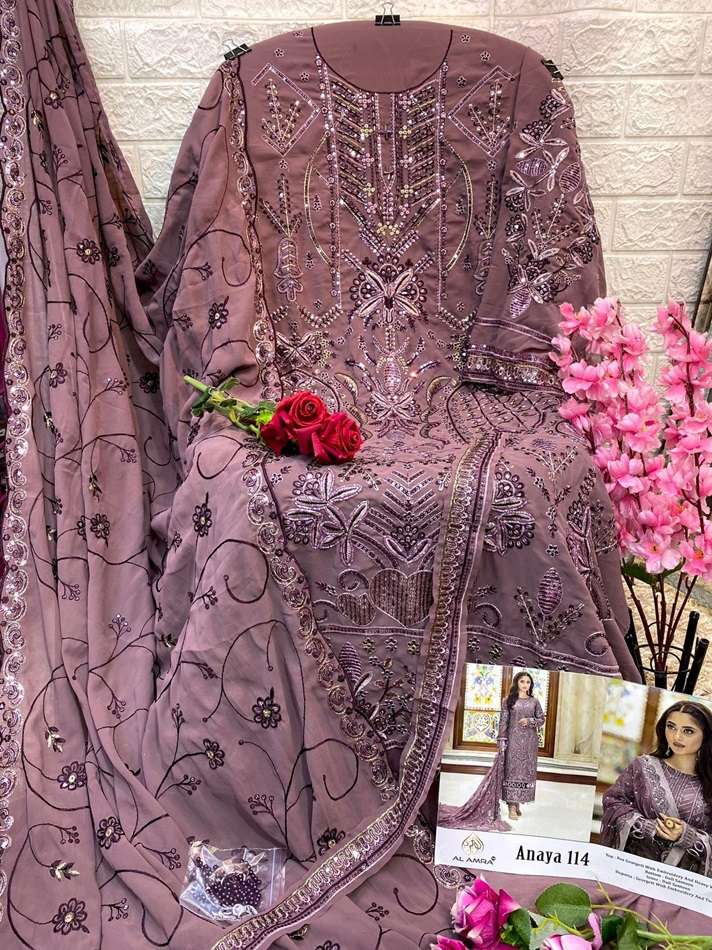 ANAYA 114 BY AL AMRA DESIGNER PURE GEORGETTE EMBROIDERY PAKISTANI DRESSES