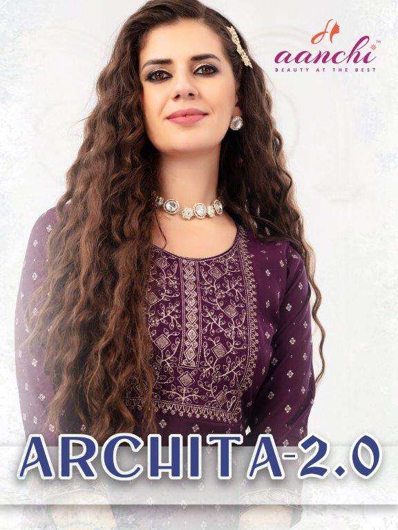 ARCHITA VOL-2 BY AANCHI 1001 TO 1005 SERIES ROMAN SILK EMBROIDERY KURTIS