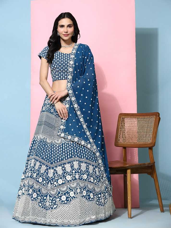 C-1958 COLOURS BY AMOHA TRENDZ DESIGNER IMPORTED GEORGETTE LEHENGAS