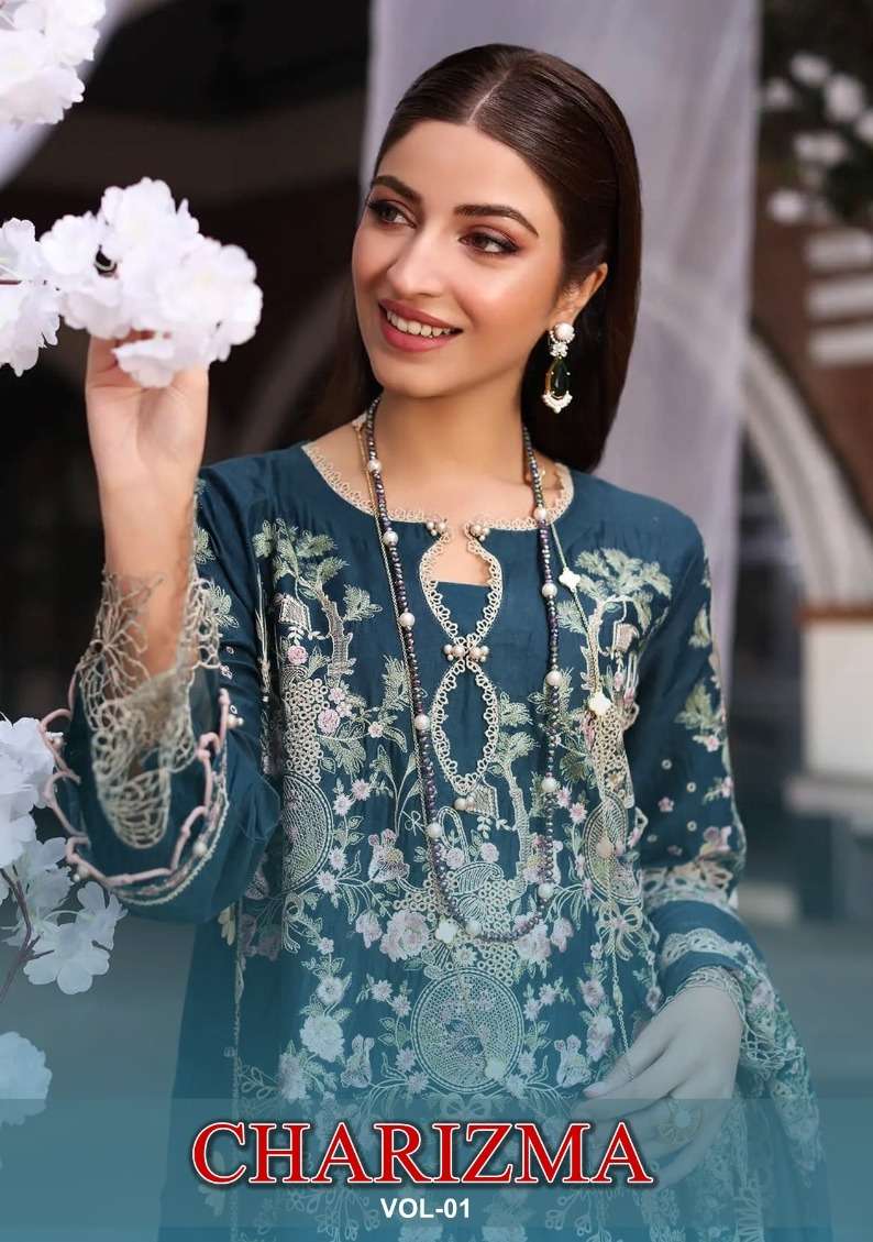 CHARIZMA VOL-1 BY SHRADDHA DESIGNER LAWN COTTON PRINTED HEAVY EMBROIDERY DRESSES