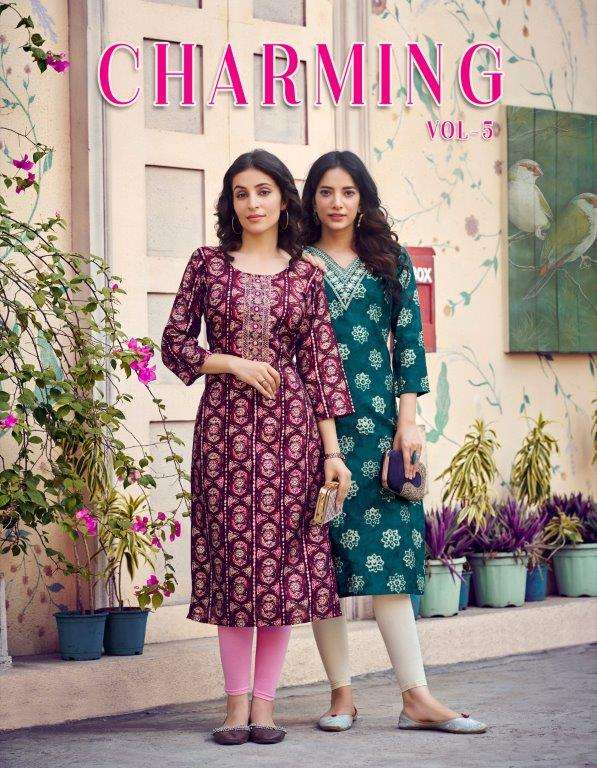 CHARMING VOL-5 BY RADHIKA LIFESTYLE 5001 TO 5006 SERIES MODAL CHANDERI KURTIS