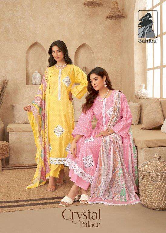 CRYSTAL PALACE BY SAHIBA DESIGNER PURE COTTON LAWN DIGITAL PRINT HANDWORK DRESSES