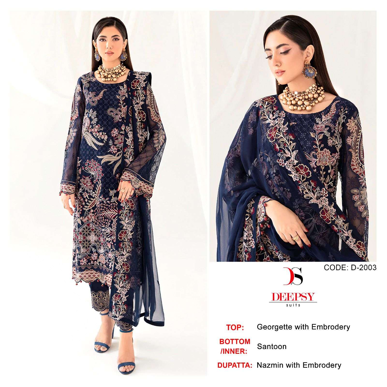 D-2003 HIT DESIGN BY DEEPSY SUITS DESIGNER GEORGETTE EMBROIDERY DRESSES