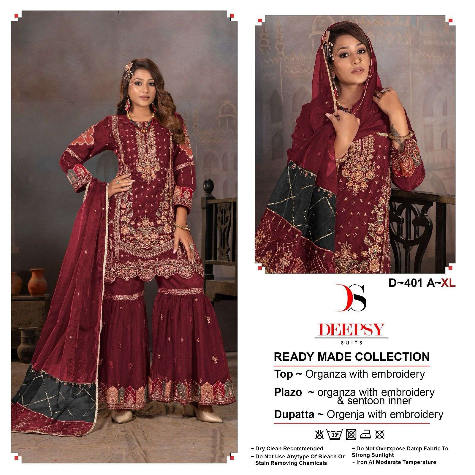 D-401 COLOURS BY DEEPSY SUITS HEAVY ORGANZA EMBROIDERY PAKISTANI DRESSES