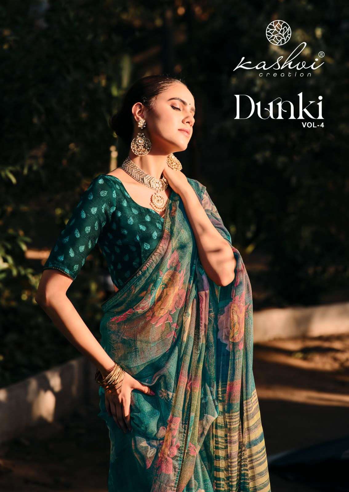 DUNKI VOL-04 BY KASHVI CREATION 1001 TO 1008 SERIES DESIGNER FANCY PRINT SAREES