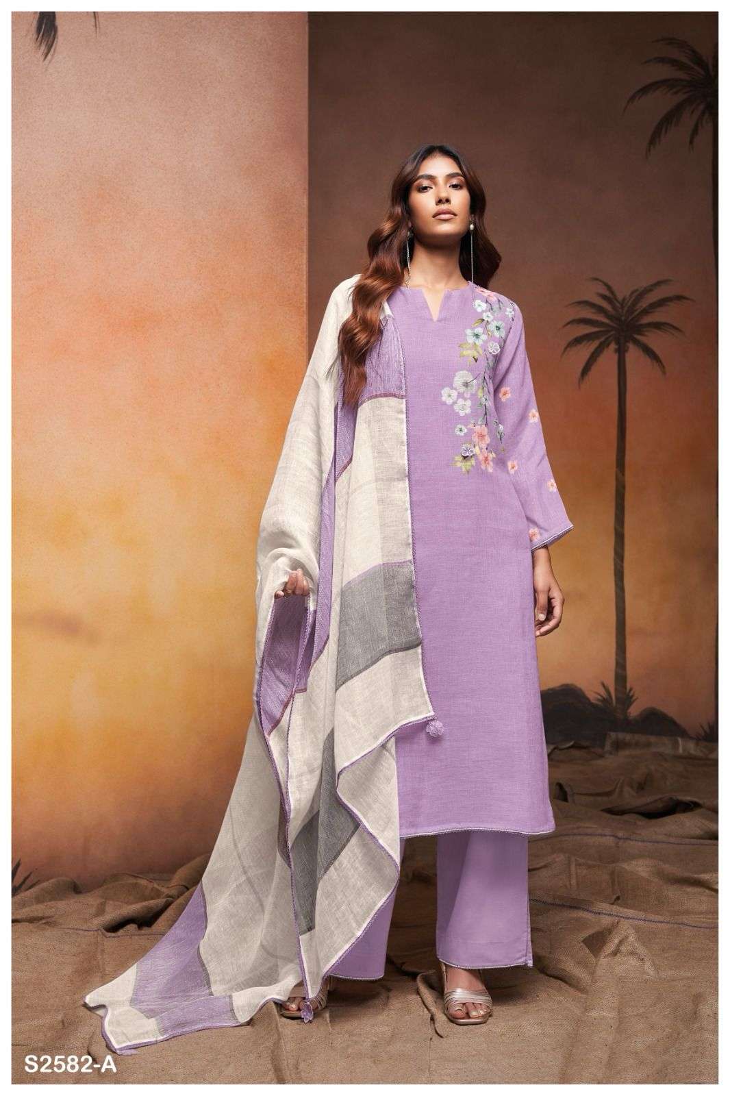 EMBERLYNN 2582 BY GANGA FASHIONS HEAVY PREMIUM LINEN DIGITAL PRINT DRESSES