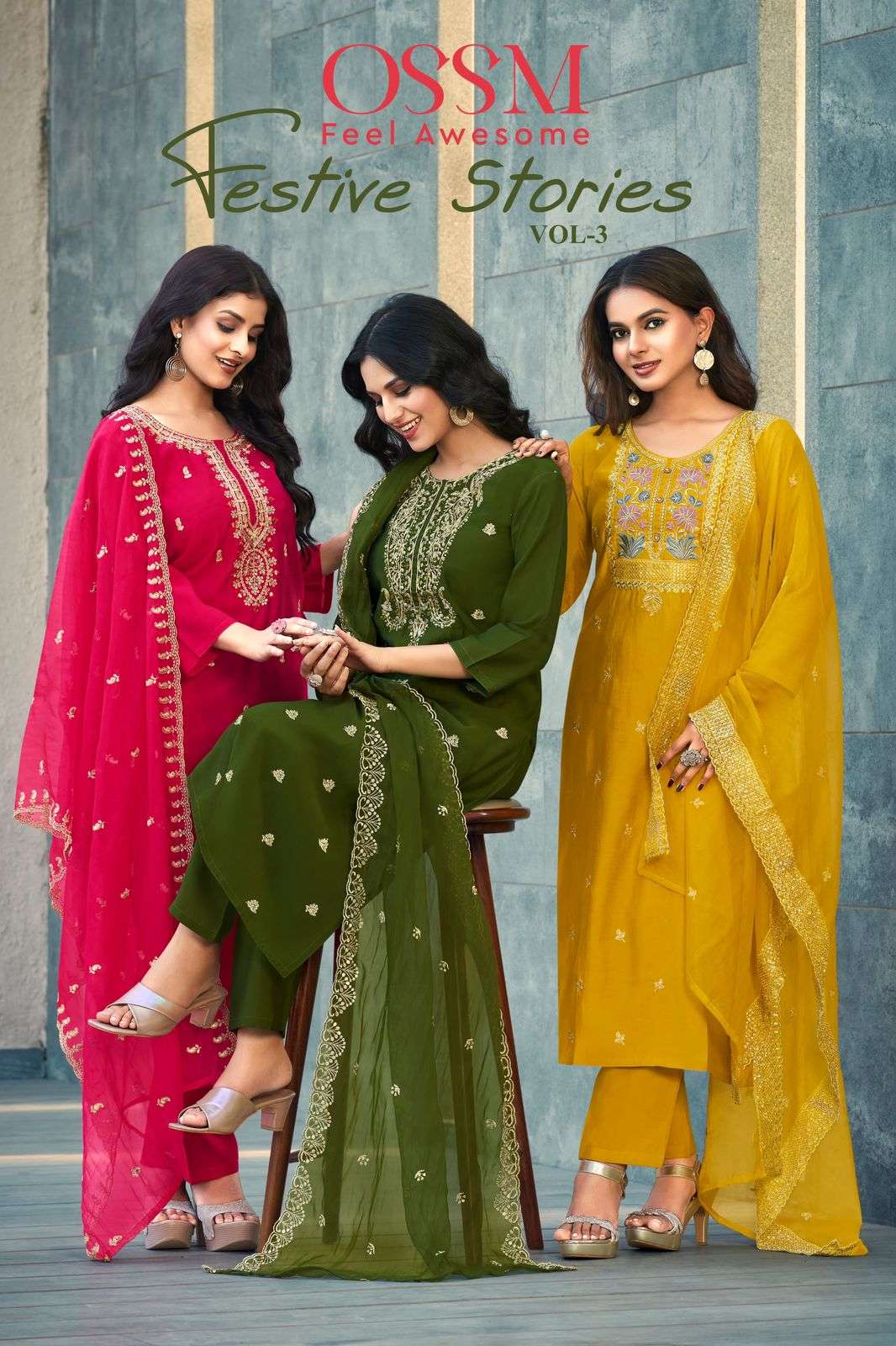 FESTIVE STORIES VOL-3 BY OSSM 301 TO 306 SERIES FANCY PURE VISCOSE SILK DRESSES