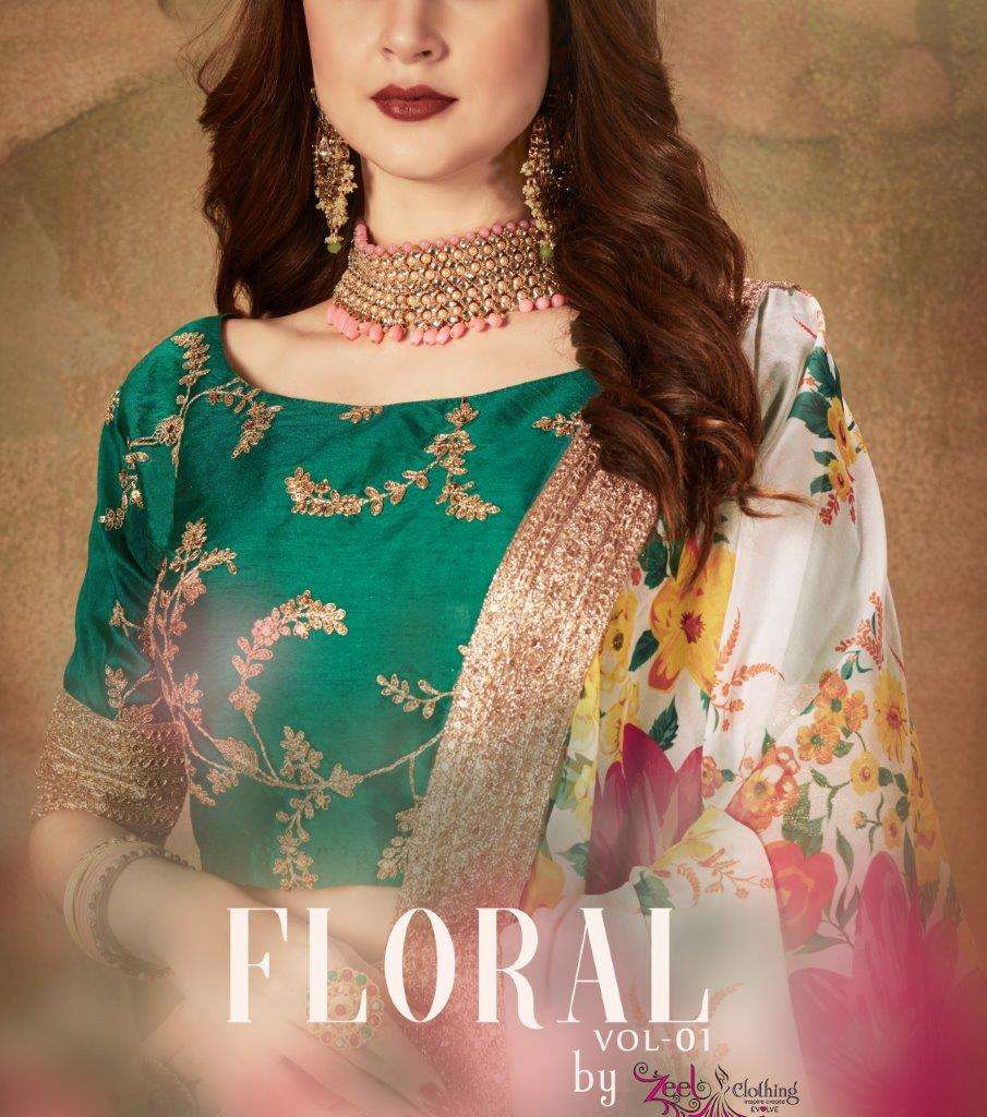 FLORAL VOL-1 BY ZEEL CLOTHING 7601 TO 7610 SERIES STYLISH GIRLISH LEHENGAS