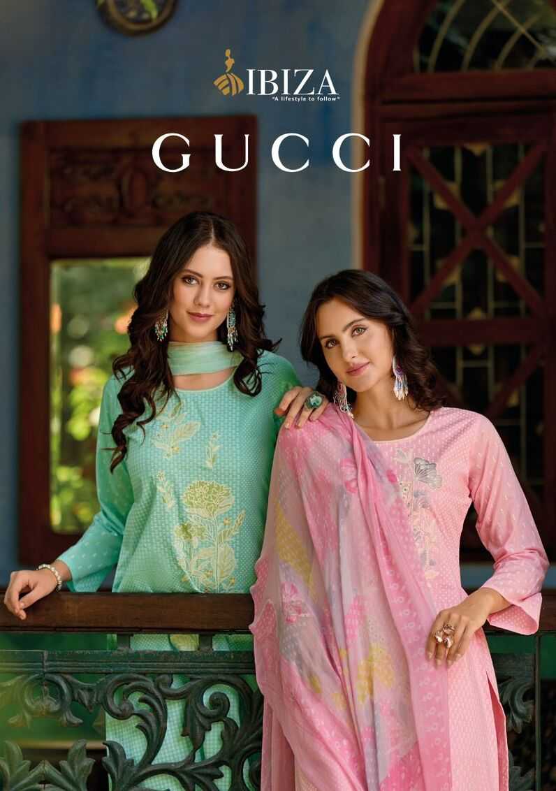 GUCCI BY IBIZA LWAN COTTON KHADDI PRINT WITH EMBROIDERY WORK DRESSES