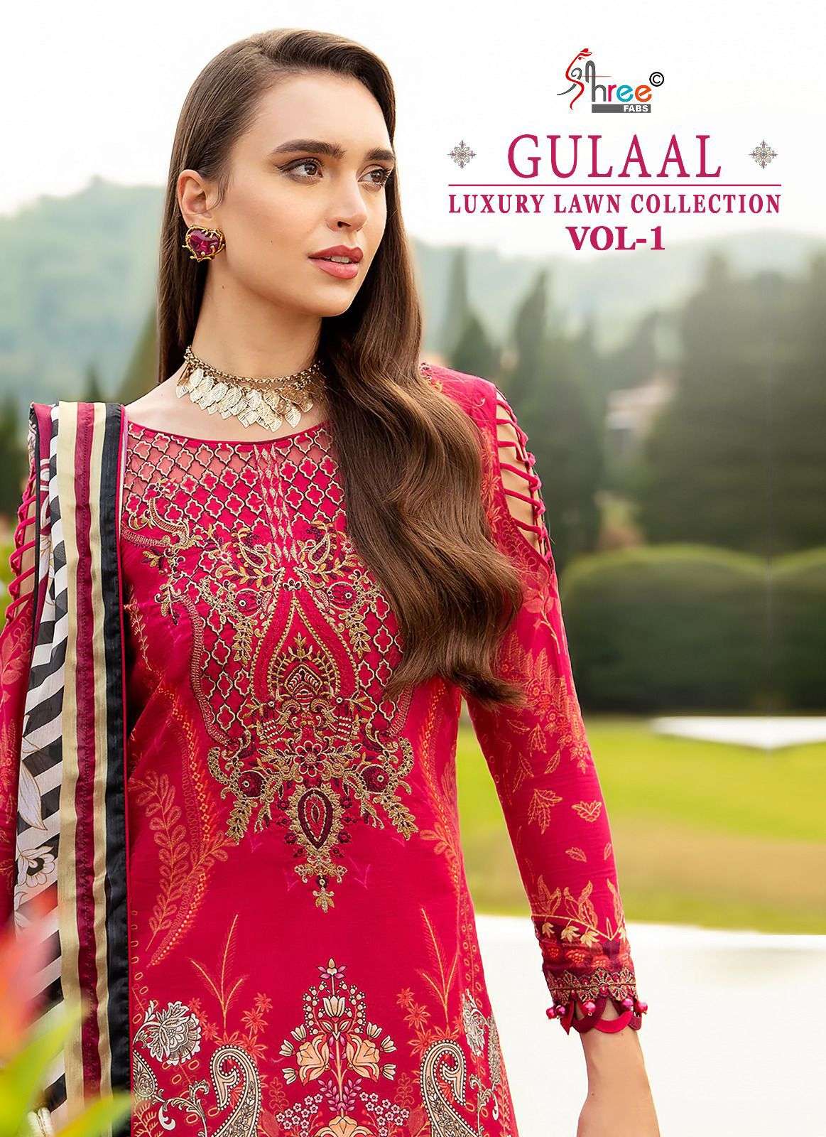 GULAAL LUXURY VOL-01 BY SHREE FABS 3557 TO 3563 SERIES COTTON SELF EMBROIDERY PAKISTANI DRESSES