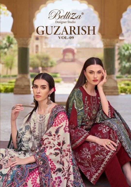 GUZARISH VOL-9 BY BELLIZA 922-001 TO 922-008 SERIES COTTON EMBROIDERY DRESSES