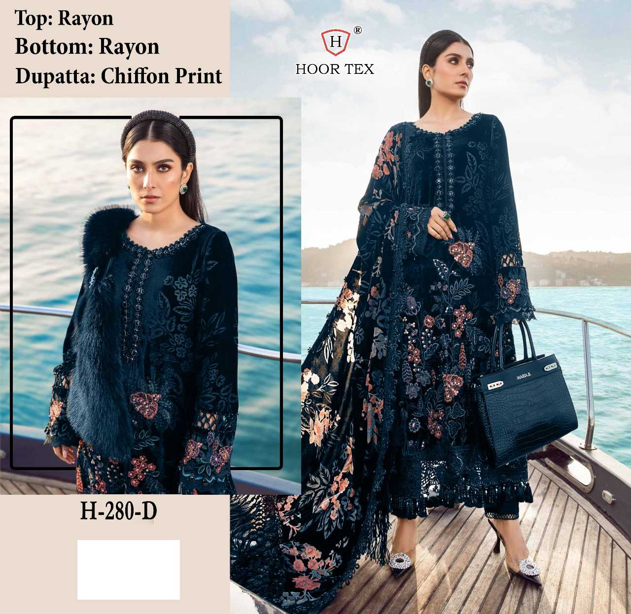 H-280 COLOURS BY HOOR TEX DESIGNER RAYON EMBROIDERED PAKISTANI DRESSES