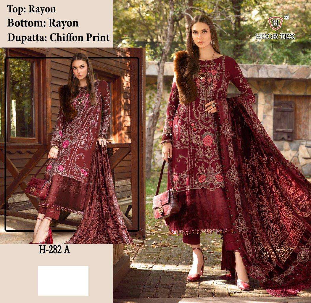 H-282 COLOURS BY HOOR TEX DESIGNER RAYON EMBROIDERED PAKISTANI DRESSES