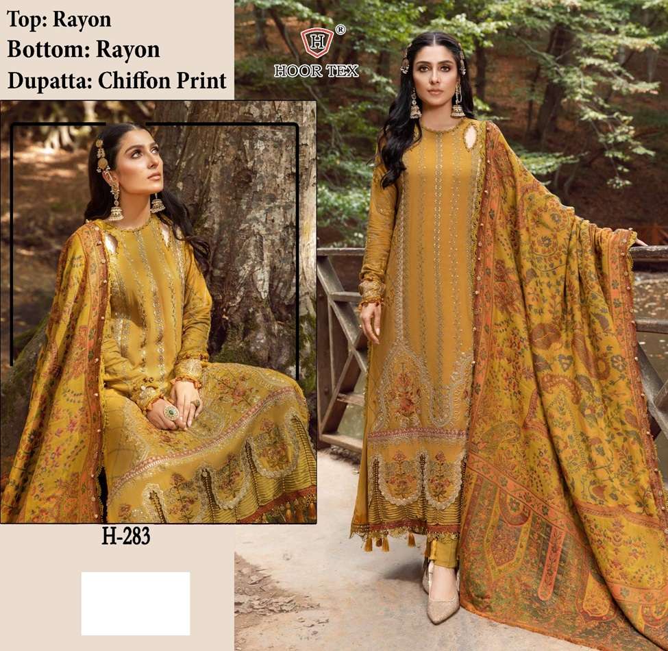 H-283 HIT DESIGN BY HOOR TEX DESIGNER RAYON EMBROIDERED PAKISTANI DRESSES